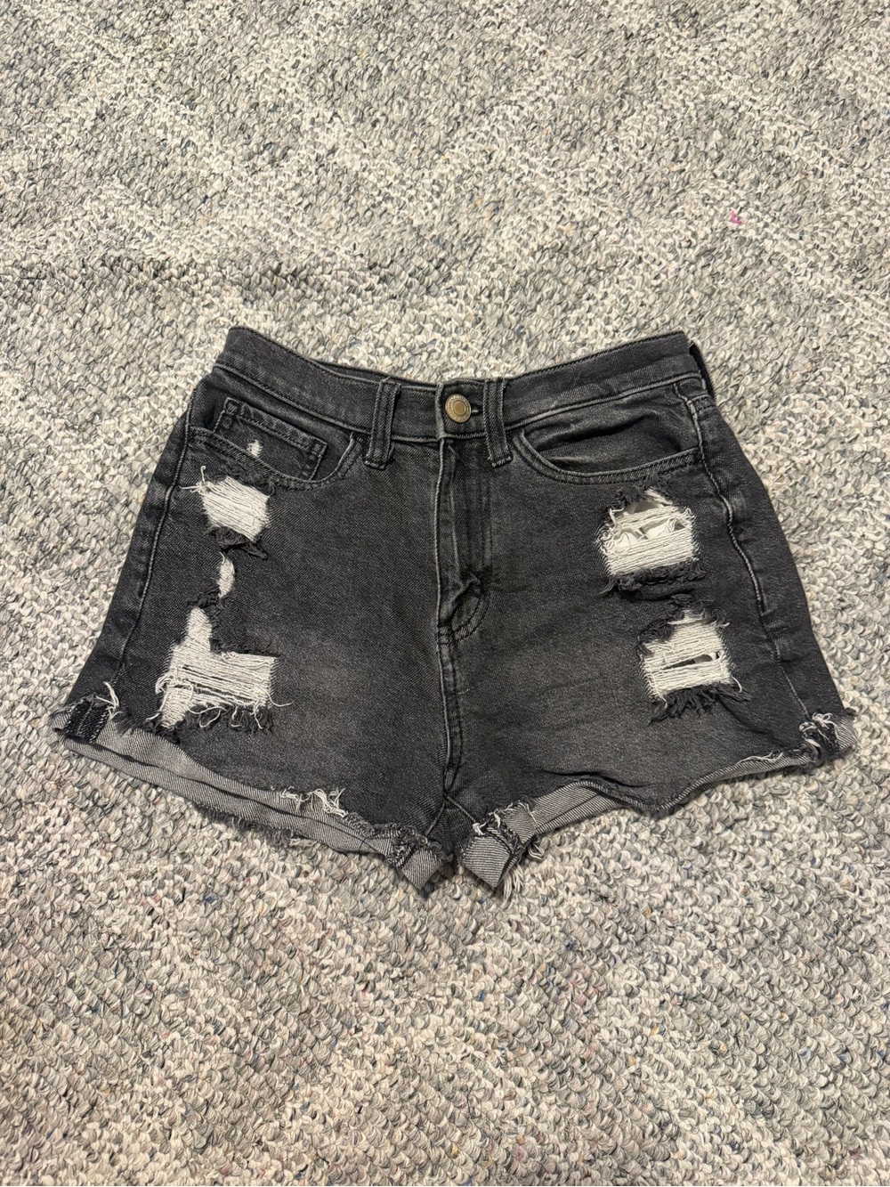SO Black Distressed High-Rise Denim Shorts